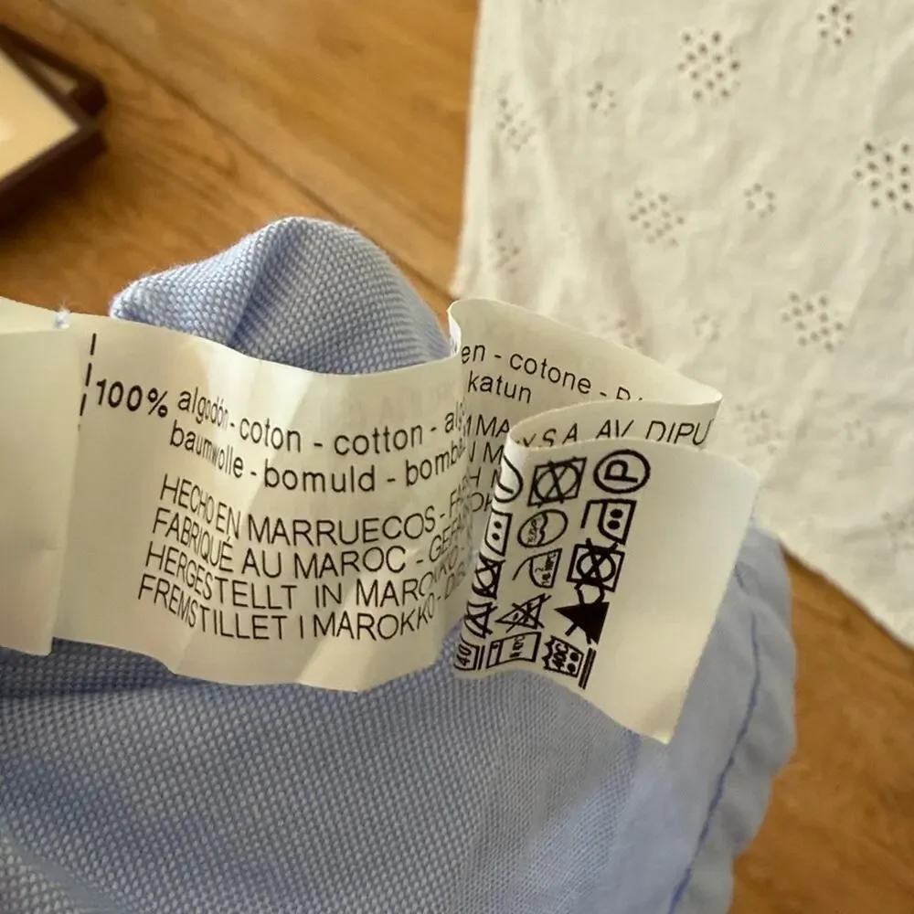 ZARA GIRLS Light Blue Button-Down Cotton Shirt with Bows Size M